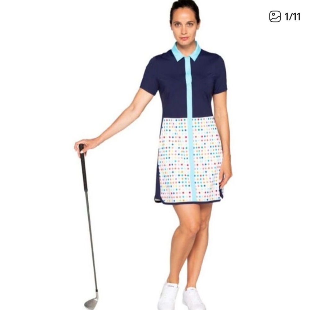 Kinona polka dot golf dress button up pullover small